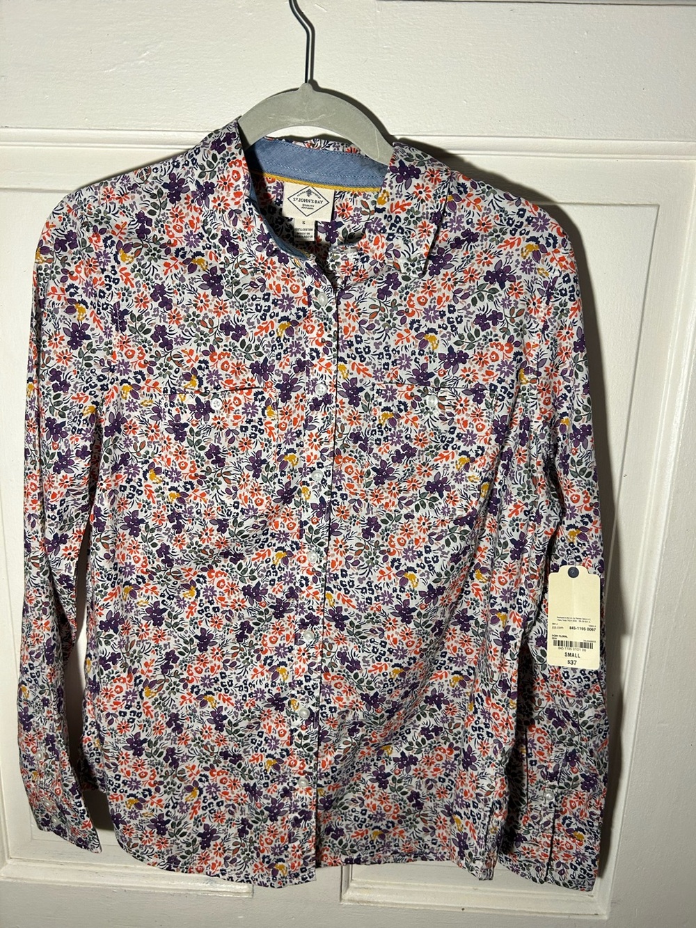 Floral button up blouse by St. John’s Bay brand new with tags